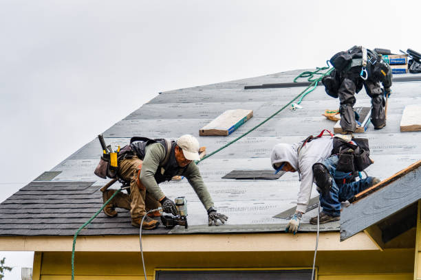 Professional Gutter Installation technician working in Clearlake, CA